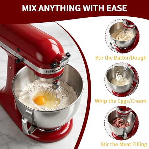5QT Mixing Bowl for KitchenAid Stand Mixers, Compatible with Kitchen Aid 4.5-5 Qt Tilt-Head Stand Mixer, Food-Grade Stainless Steel Mixing Bowl with Handle & Clasp for Baking, Cooking & Dough Mixing - image 6