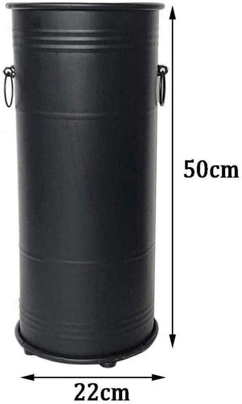 Black Metal Umbrella Stand, Round Umbrella Bucket Industrial Stand Vintage Umbrella Holder Indoor Vestibule Umbrella