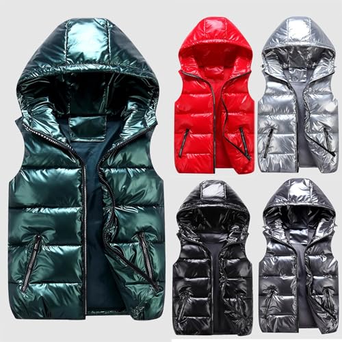 Kids Winter Down Vest Hooded Vest Zip Windproof Padded Vest Jacket With Pockets4