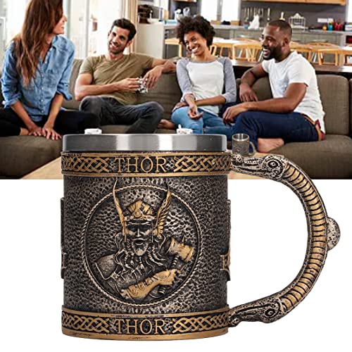 Yosoo Vintage Faux Oak Wood Barrel Beer Mug Stainless Steel Liner Mug Coffee Mug Hand Painted Decorative Retro Medieval Resin Mug Beer Cup For Bar Ktv Restaurant #TOP2