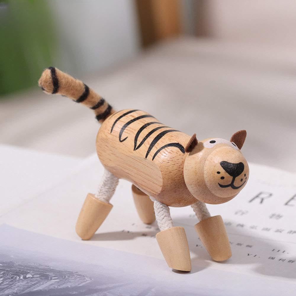 Statue de tigre en bois mignon, cadeau créatif pour couple et collection famille