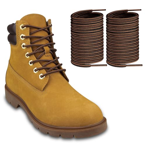 Endoto Boots Shoe Laces for Timberland Work Hiking Hunting Round Replacement Shoelaces(Color:Black&Brown,Size:62Inch)