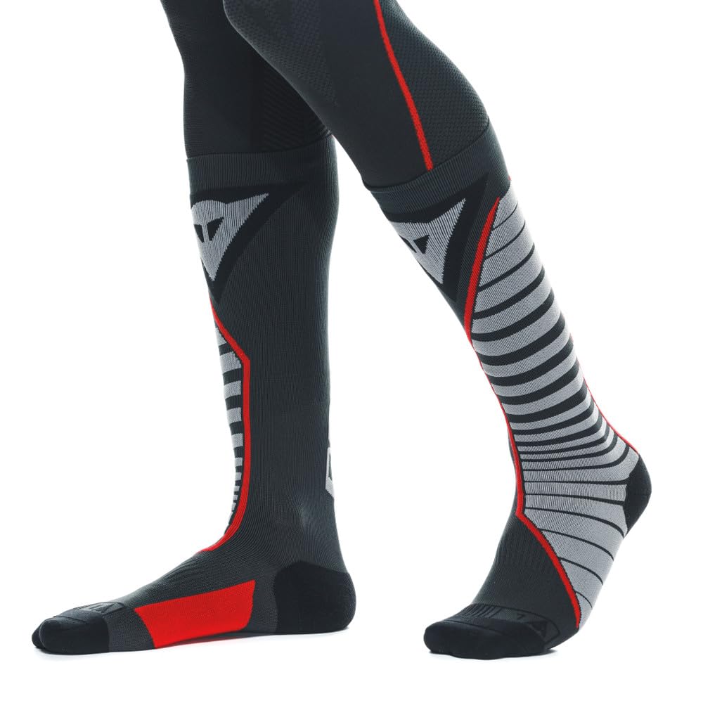 Dainese Thermo Long Socks, Calcetines Largos Moto, para Hombres y Mujeres, Negro/Rojo, 3638