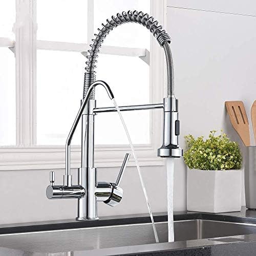 ZYCHSJXA Water Filter Taps Kitchen Faucets Double Handle Deck Mounted Mixer Tap 360 Degree Rotation Purification Feature Crane