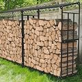 Large Firewood Log Rack Wood Storage Holder Iron Shed With Roof 61.6 X 24.8 69.5 Inch Black No Accessories