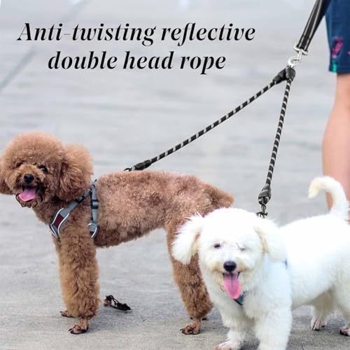 Doppelte Leinen/Hundeleine Doppelleine für 2 Hunde/Keine Verwicklung Reflektierend Kletterseil/Verstellbar Splitterleinen