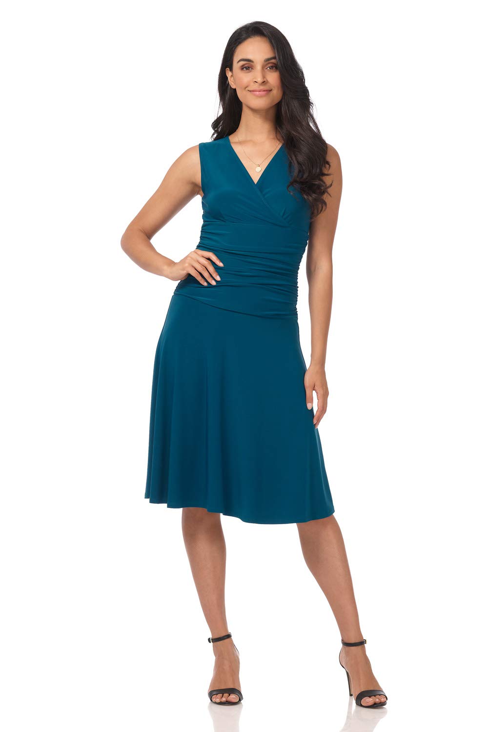 Rekucci Womens Slimming Sleeveless Fit-and-Flare Tummy Control Dress