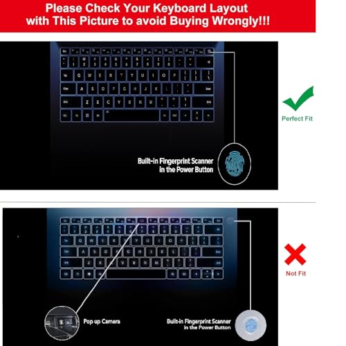 Image of Saco Silicone Skin Keyboard Protector Cover Compatible for Honor MagicBook X14 Pro 2024 | Honor MagicBook X14 2023 14 Inch Laptop with Fingerprint Cut - Black