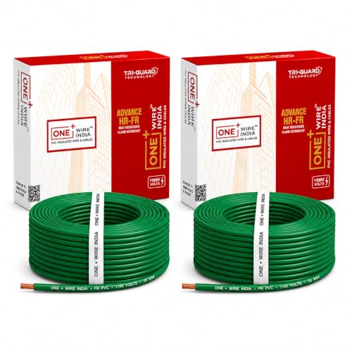 Image of 90m PVC Copper Electrical Wire (Pack of 2), Green, 6.0 mm