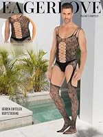 Eagerlove Sexy Bodystocking Herren Overalls Fishnet Catsuit Schwarz-Stil-3 – Ansicht 2
