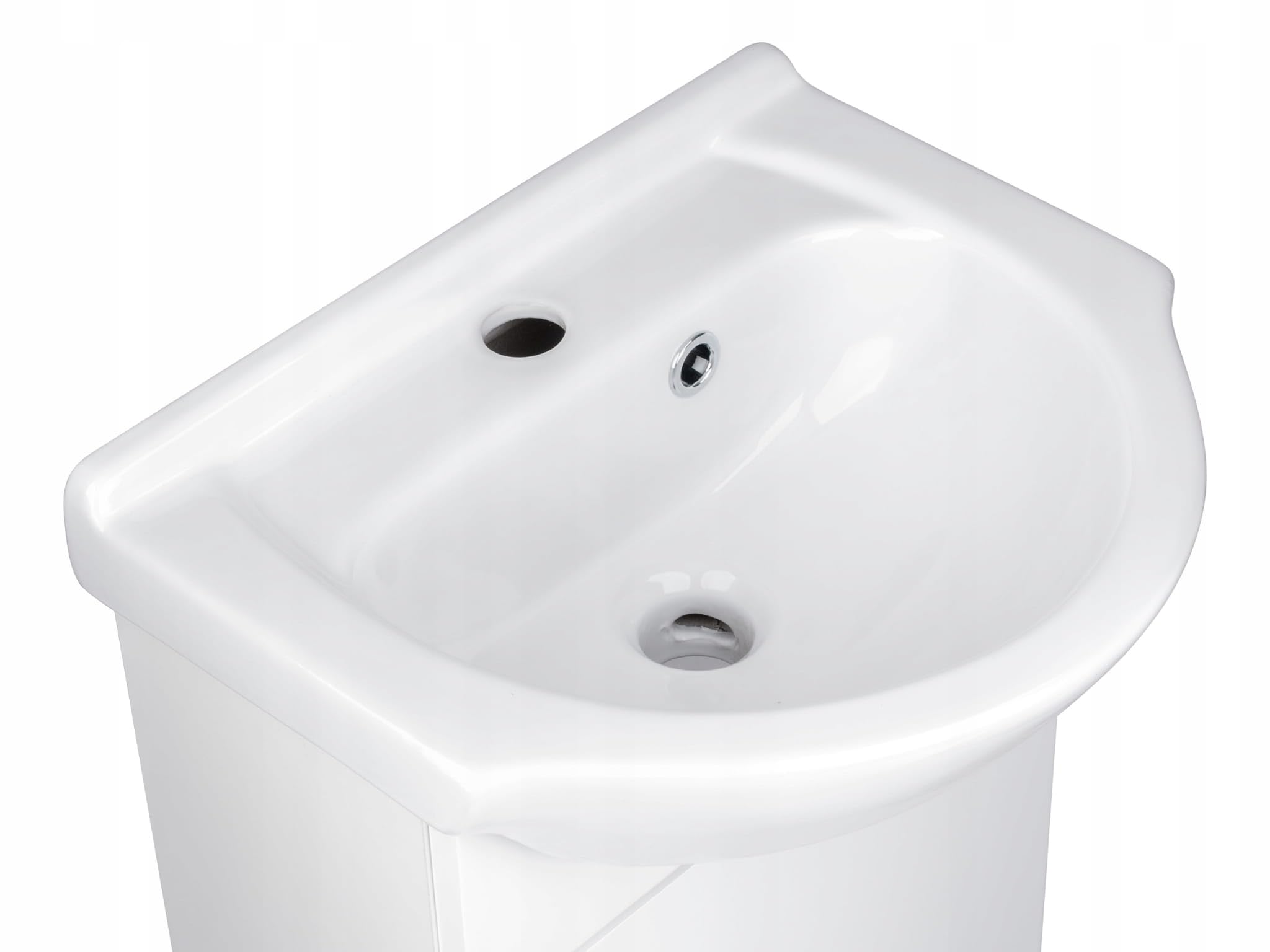 .Deftrans Domodomo - Mueble de baño con Lavabo, 86 x 38 x 19,6 cm, Color Blanco, Lavabo de cerámica, Armario de pie para baño pequeño Credo con Grifo