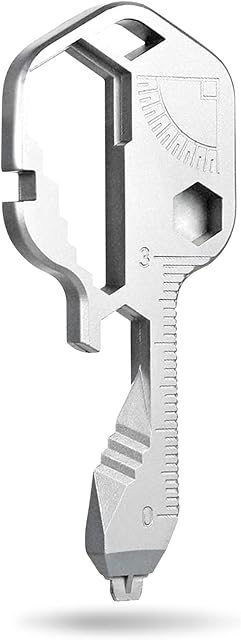 VBNZBK 24 in 1 Multi Tool,Portable Stainless Steel Key Shaped Pocket Tool,Key Fob with Bottle Opener,Spanner Key Outdoor Survival Key Universal Tool,Mini Multi Tool Key