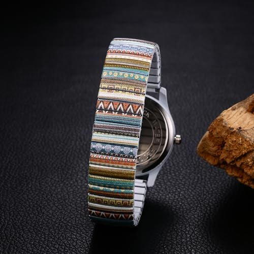 Bohemian Flower Stretch Band Watch for Women - Easy Read Analog Quartz Timepiece with Large Face and Elastic Bracelet - Image 7