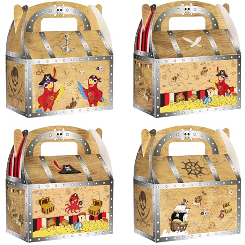 WERNNSAI - WERNNSAI Pirate Party Treat Boxes - 12 PCS Pirate Treasure Party Favor Boxes Candy Goodie Gift Boxes Paper Bag for Boys Birthday Party Decoration Supplies Treasure Hunt Game