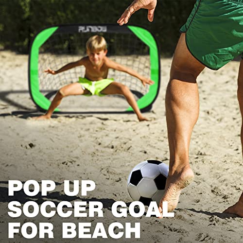 Runbow 3.3X2.2Ft Pop Up Portable Soccer Goal For Kids Children's Soccer Net Outdoor Fun In Backyard And Beach（3.3X2.2Ft, Green，1 Pack） #TOP6