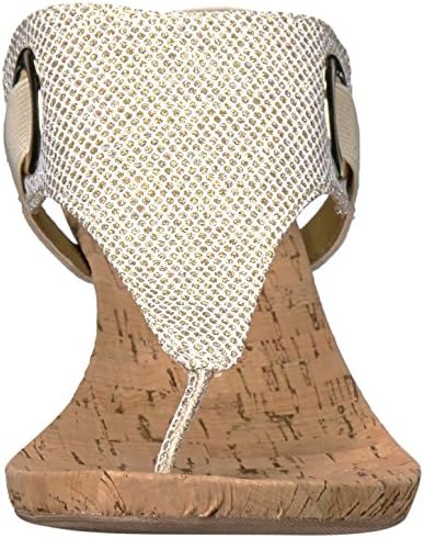 WHITE MOUNTAIN Shoes Aida Women's Cork Wedge Sandal, Gold/Glitter, 8.5 M | Image 1