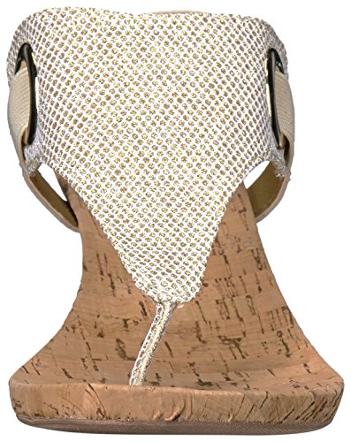 White Mountain Shoes Aida Women's Cork Wedge Sandal, Gold/Glitter, 8 M #TOP1