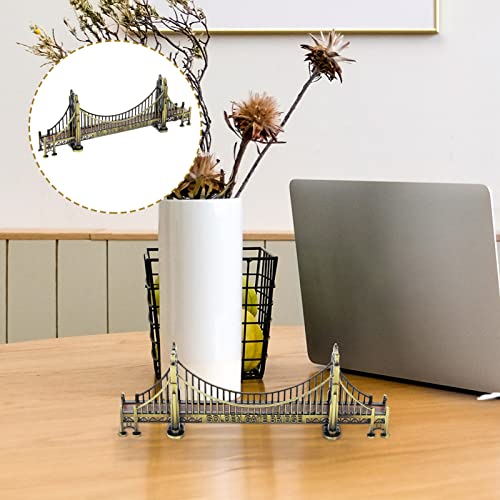 Homsfou American Golden Gate Bridge Statue Desktop Bridge Model Craft San Francisco Gate Bridge Figurines Metal World Building Model Home Desk Decoration #TOP5