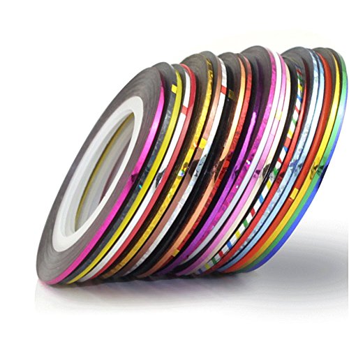 24PCS Multicolor Mixed Nail Line Nail Tape Strips Stickers Nail Art Decoration DIY Nail Tip (24 color)