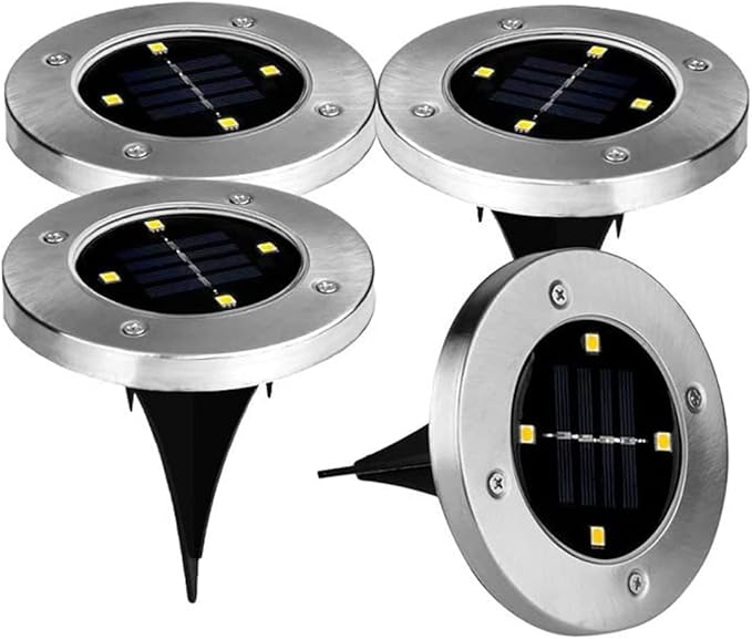 BAZIGA Solar Garden Lights Outdoor, Ground Solar Lights IP65 Waterdichte LED Vloerlamp Licht RVS Solar Lamp voor Trap, Landschap Pathway