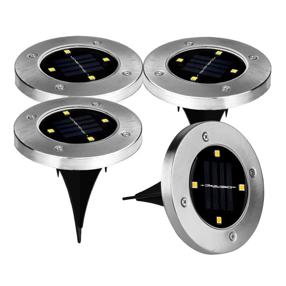 Lampes solaires de Jardin d'extérieur, Lampes solaires au Sol IP65 étanche LED lampadaire lumière Lampe Solaire en Acier Inoxydable pour escalier, allée de Paysage