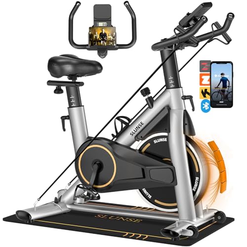 Exercise Bike, Silent Magnetic Resistance Stationary Bike for Home with App...