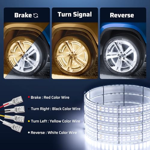 Image of Ehaho 14 inch-18 inch Super Bright Double Row Pure White Wheel Lights, Wheel Ring Lights with Remote Control and Turn & Braking Signal Compatible with Various Trucks SUV Car（4PCS）