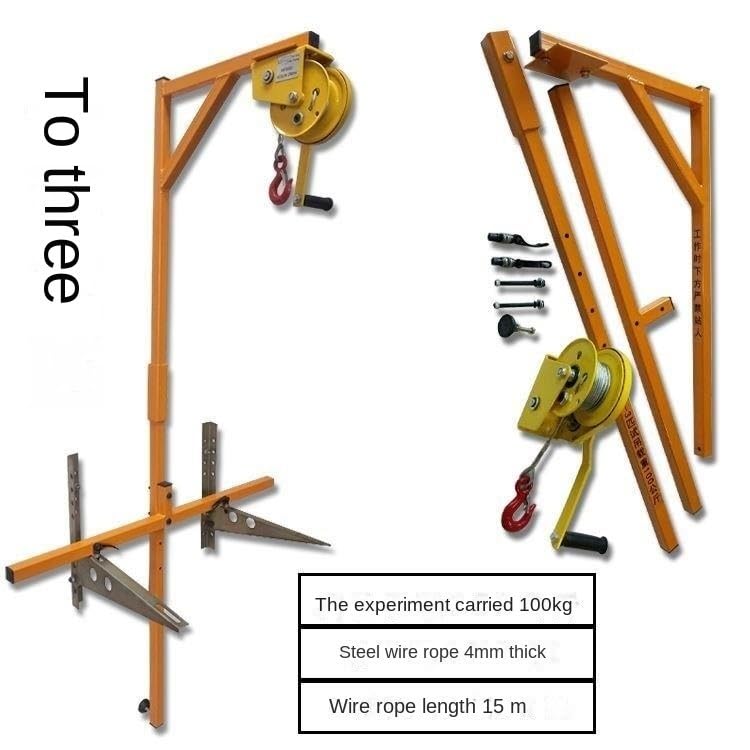 icVantA Self-Locking Winch + Bracket, Install The Air Conditioner External Unit Hoisting Machine Lift, High-Altitude Demolition Tools (Color : 3ph Brackets+20m Winch) (3ph Brackets+15m Winch)