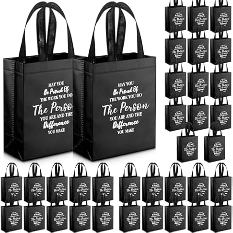 ZJoey 36 Pcs Thank You Reusable Gift Bags Employee Appreciation Gift Bags May You Be Proud Team Appreciation Gift for Employee Teacher Student Coworker Secretary Assistant Gift(Black,10x8x4Inch) Cover