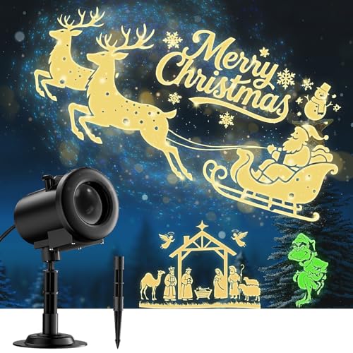 12 in 1 Christmas Projector Lights Outdoor,3D Dynamic Christmas Decorations,Clearer