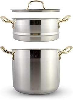 Saharashop Couscous Pot 6, 8 and 12 Litre Steamer Couscous Pot (3-in-1) 6 Litre Couscous Pot / Steamer