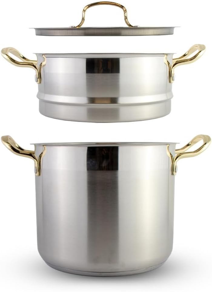 Saharashop Couscous Pot 6, 8 and 12 Liter Steamer Couscous Pot (3-in-1) 6 Liter Couscous Pot/Steamer