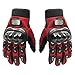 Guantes cortos de piel para motocicleta, Pro Biker, para deportes de carreras, color rojo, tamaño Large