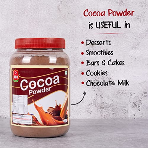 Image of KOR Natural Cocoa Powder /Coco Powder Used in Biscuits, Ice Cream, Dairy Drinks and Cakes | Shakes, Smoothies, Frosting Making | Unsweetened Powder - 400 Grams (Pack Of 1)