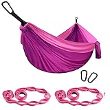 Gold Armour Camping Hammock - Extra Large Double Parachute Hammock (2 Tree Straps 16 Loops,10 ft Included) USA Brand Lightweight Nylon Mens Womens Kids, Camping Accessories Gear (Fuchsia/Pink)