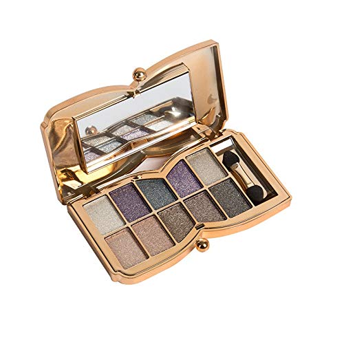 Glitter Eyeshadow Palette,10 Colors Sparkle Shimmer Eye Shadow Highly Pigmented Long Lasting Makeup Set Gold (liang-03)