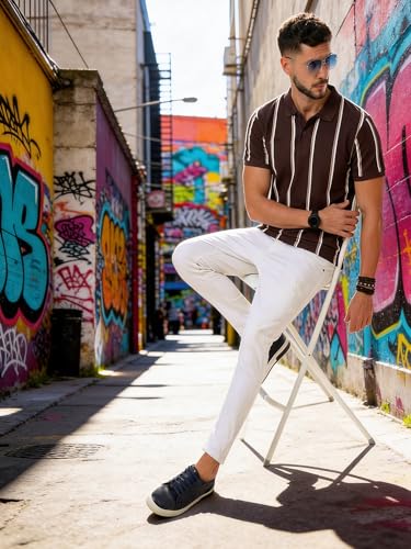 Image of fanideaz Branded Mens Half Sleeve Cotton Striped Polo T-Shirt for Mens || Polo Tshirt for Men || Branded Tshirt for Men