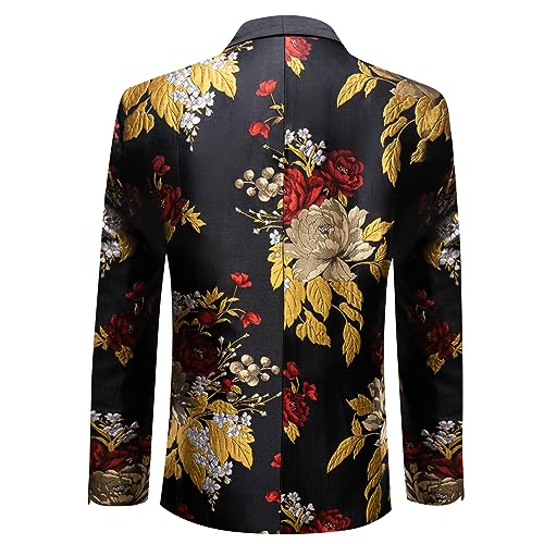 Image of Barry. Wang Men's Sport Coats & Blazers Flower Suit Jacket 1 Button Paisley Tuxedo Mardi Gras Carnival Parade Gift