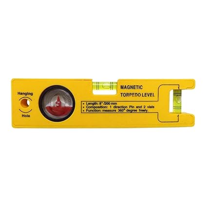 Inditrust New 8-inch Magnetic Torpedo Level with 1 Direction Pin, 2 Vials and 360 Degree View