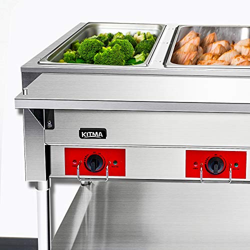 KITMA Commercial Electric Food Warmer – KITMA 2 Pot 120 V Stainless Steel Steam Table, Buffet Server for Catering and Restaurants - Thumbnail 7