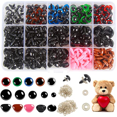 Accessoire Crochet Kit 1040 Yeux & Nez De Sécurité Pour Amigurumi - Tailles 6-14mm Multicolores Avec Rondelles Yeux Amigurumi