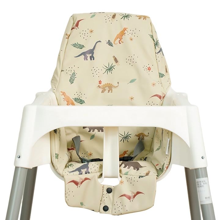 Image of High Chair Cover for Baby High Chair Cushion Compatible with IKEA Antilop Soft and Comfortable HighChair Seat Cover Replacement Waterproof and Easy to Clean, Dinosaur