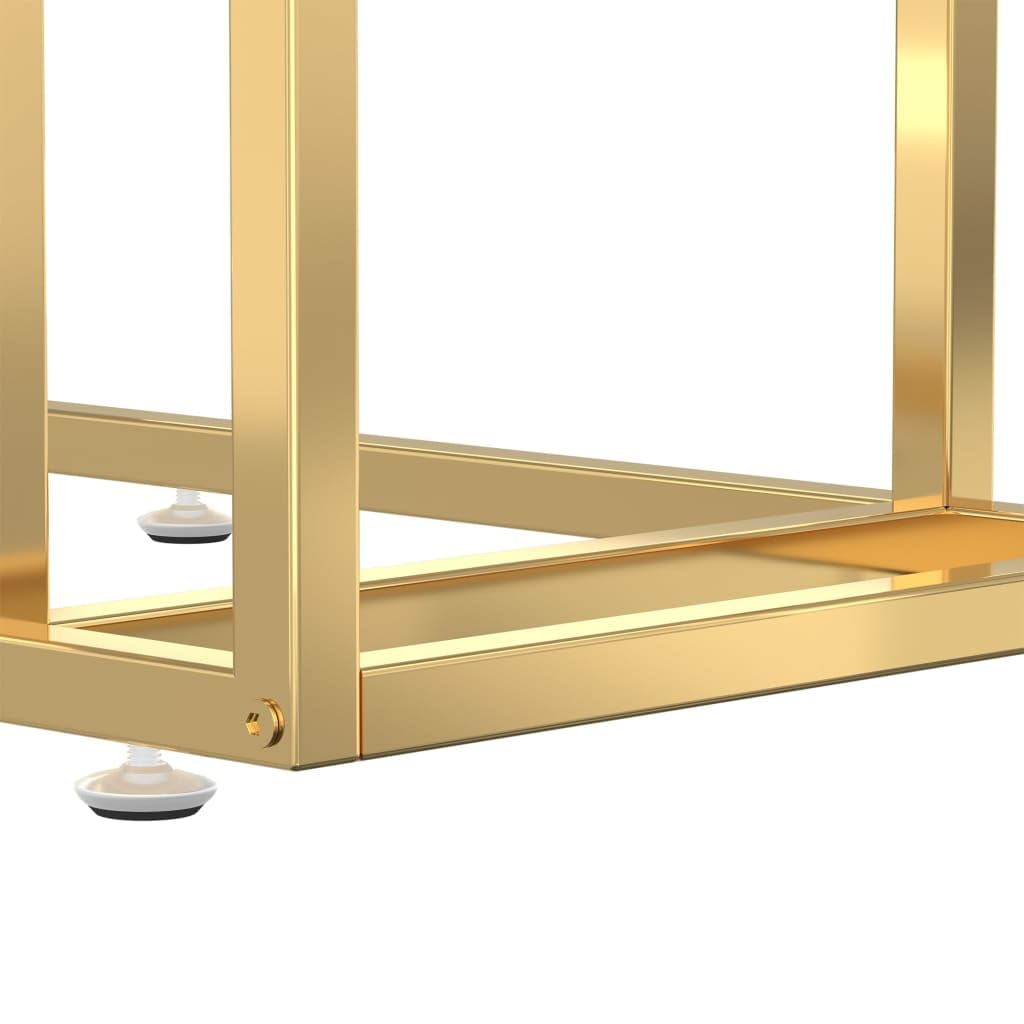 Mesa auxiliar para ordenador de mármol negro con cristal templado, 50 x 35 x 65 cm, mesa de centro estable con estante para salón, oficina, pasillo y balcón, mesa de sofá versátil con estante