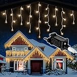 Icicle Lights Outdoor Christmas 1000 LED 30m Lit Length, Warm White LED Icicle Fairy House Lights with 8 Hours On Timer, Memory, 8 Lighting Modes, Mains Powered – 1000 LED, Warm White
