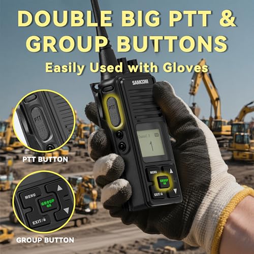 Image of SAMCOM FPCN10A Long Range Two Way Radio with Waterproof Speaker Mic - Heavy Duty Walkie Talkies, 20 Channels UHF Radios, 3000mAh Battery for Construction Site, School Security & Warehouse(2-Pack)