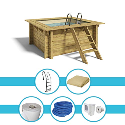Paradies Pool® Holzpool Lulu Einzelbecken inkl. Zubehör, Edelstahlleiter Tiefbecken, Folie Sand mit 0,8mm Stärke… – Bild 3