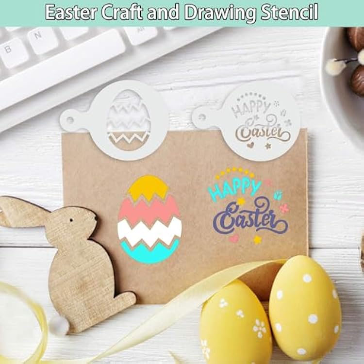 Leesgel 20pcs Easter Cookie Stencils Decorating Supplies, Cookie Stencils for Royal Icing Cake Coffee Stencil, Easter Basket Essentials Stuffers Crafts