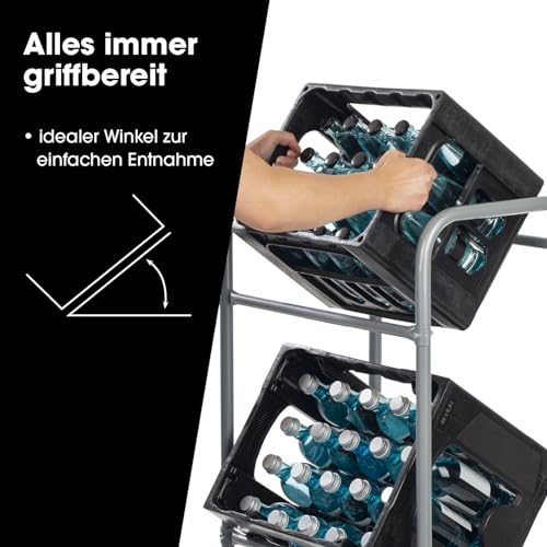 EASYmaxx Getränkekistenregal aus Metall für 3 Kästen | Platzsparende, praktische und organisierte Lagerung auf 3 Etagen | Kistenregal für Ordnung und Platz in Ihrem Zuhause