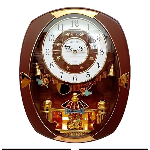 ICE Armor 18 H Brown and Golden Color Classic Rotating Pendulum Wall Clock Decorative Wall Timepiece Adds Timeless Charm to Any Room Unique Gift Idea