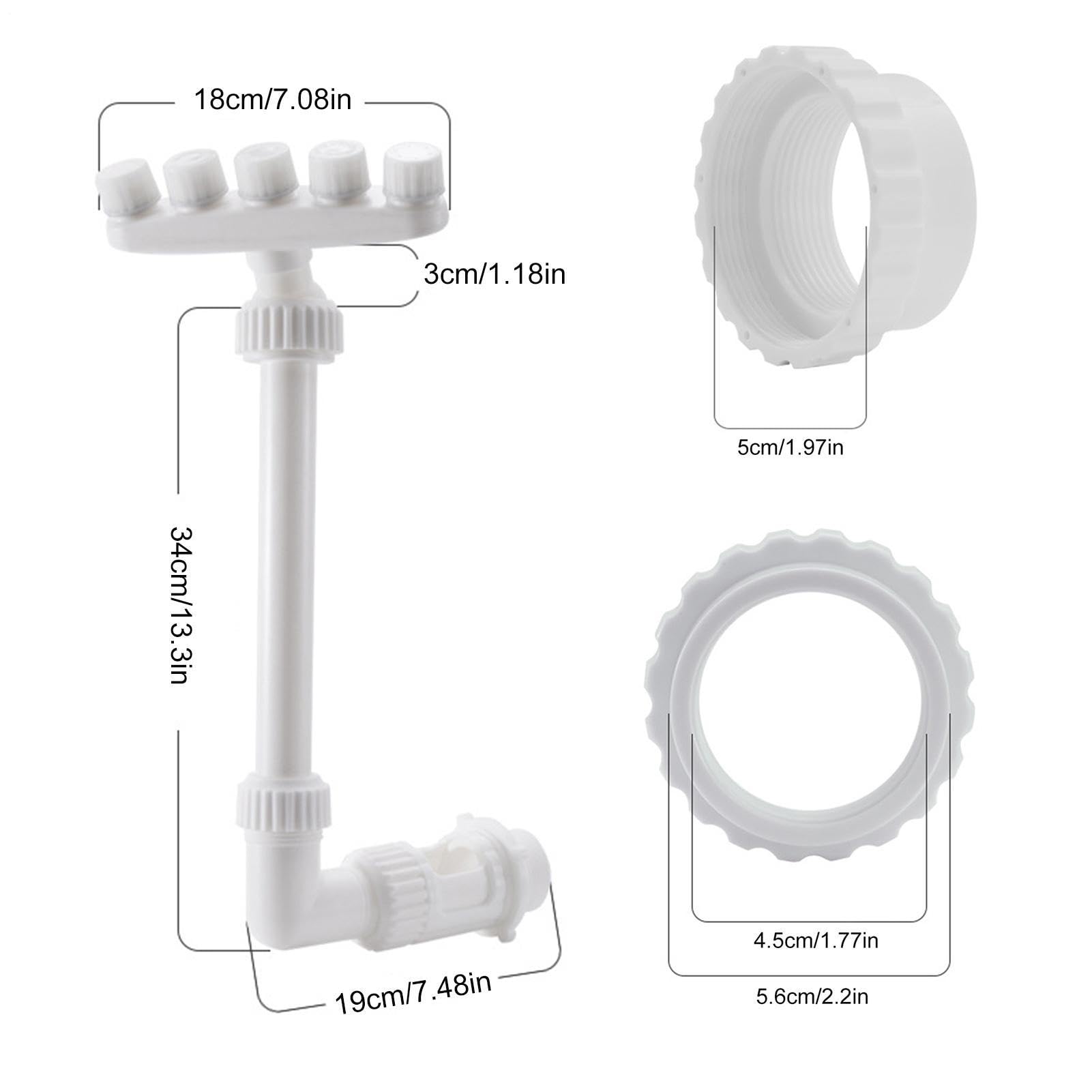 Fuente de piscina con 5 cabezas, pulverizador ajustable en cascada
